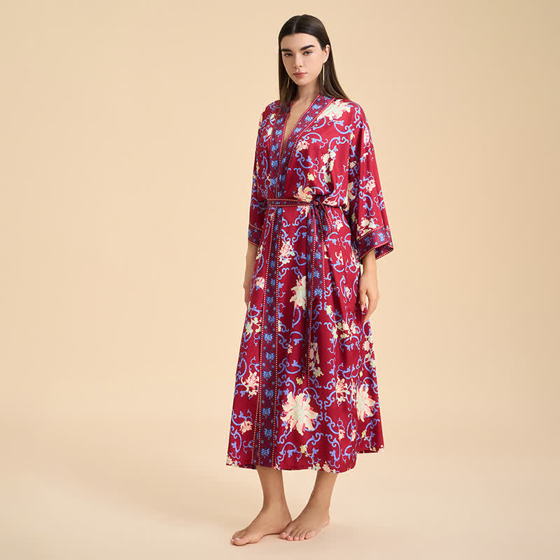 Ownkoti Retro Floral Kimono Style Bathrobe - image 4