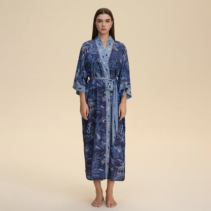 Ownkoti Oriental Landscape Kimono Style Bathrobe - image 1