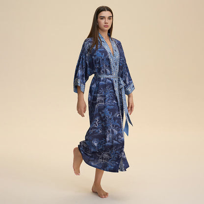 Ownkoti Oriental Landscape Kimono Style Bathrobe - image 2