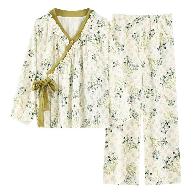 Ownkoti Ruffled Neck Fresh Floral Loungewear Set - image 3