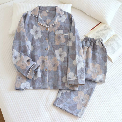 Ownkoti Cotton Cherry Blossom Jacquard Loungewear Set - Gray - XL - image 12