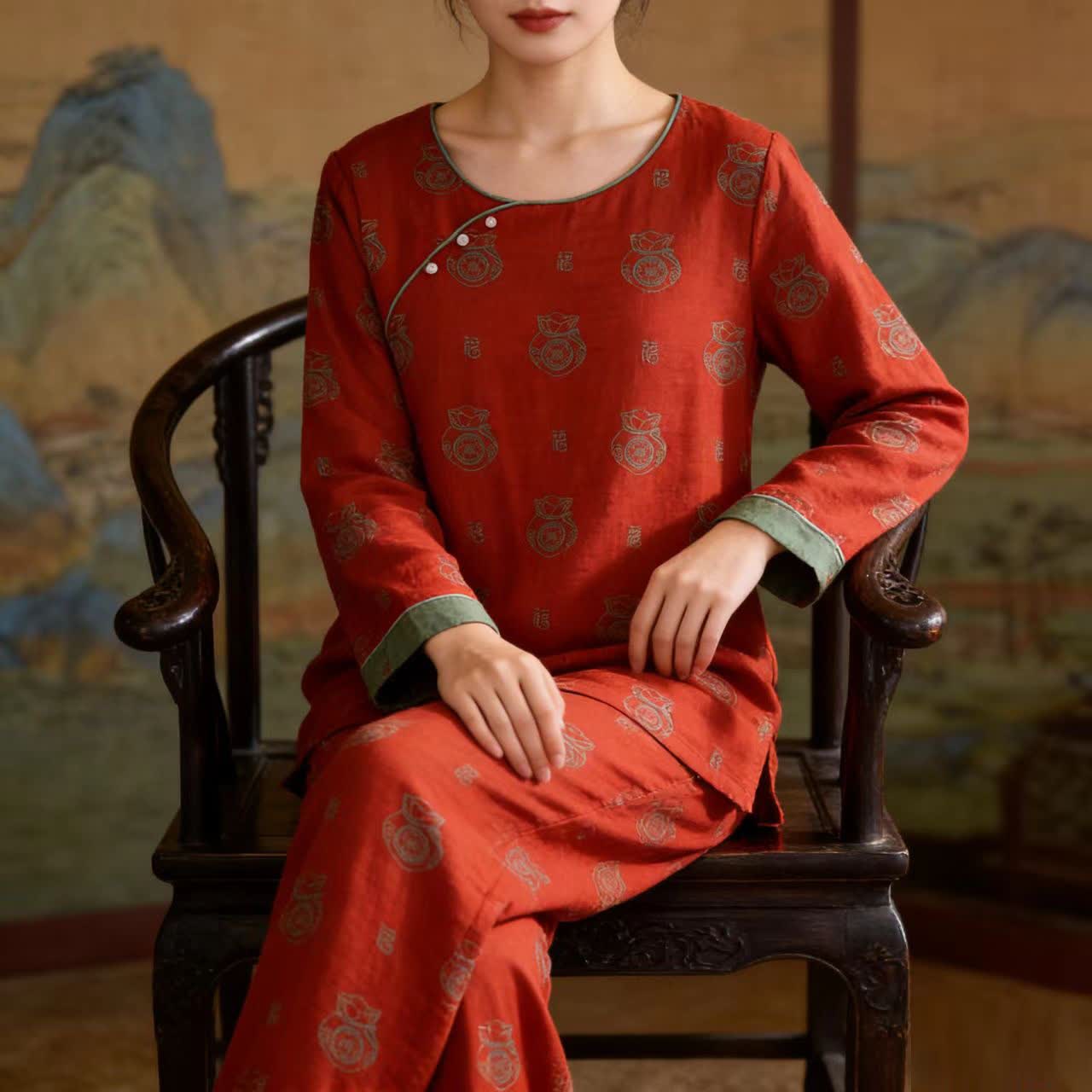 Ownkoti Lucky Bag Pattern Cotton Loungewear Set - image 1