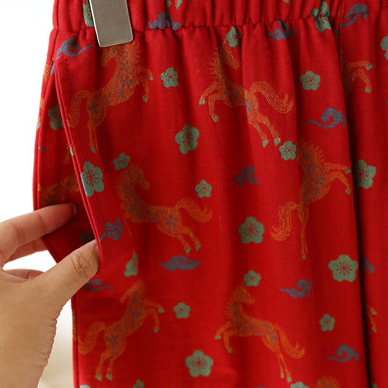 Ownkoti Horse Floral Cotton Gauze Loungewear Set - image 11