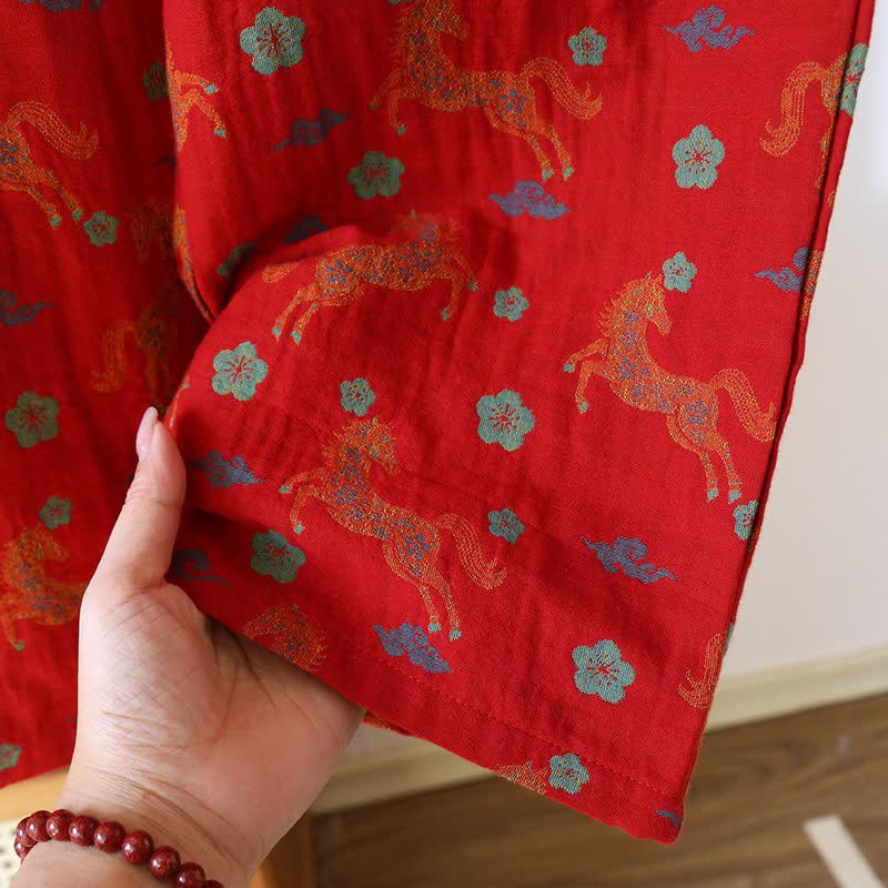 Ownkoti Horse Floral Cotton Gauze Loungewear Set - image 9