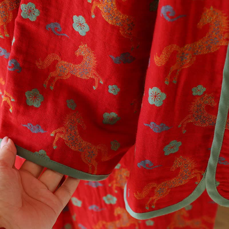 Ownkoti Horse Floral Cotton Gauze Loungewear Set - image 7