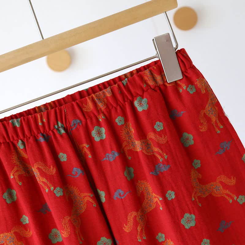 Ownkoti Horse Floral Cotton Gauze Loungewear Set - image 10