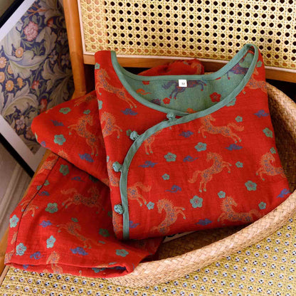 Ownkoti Horse Floral Cotton Gauze Loungewear Set - image 2