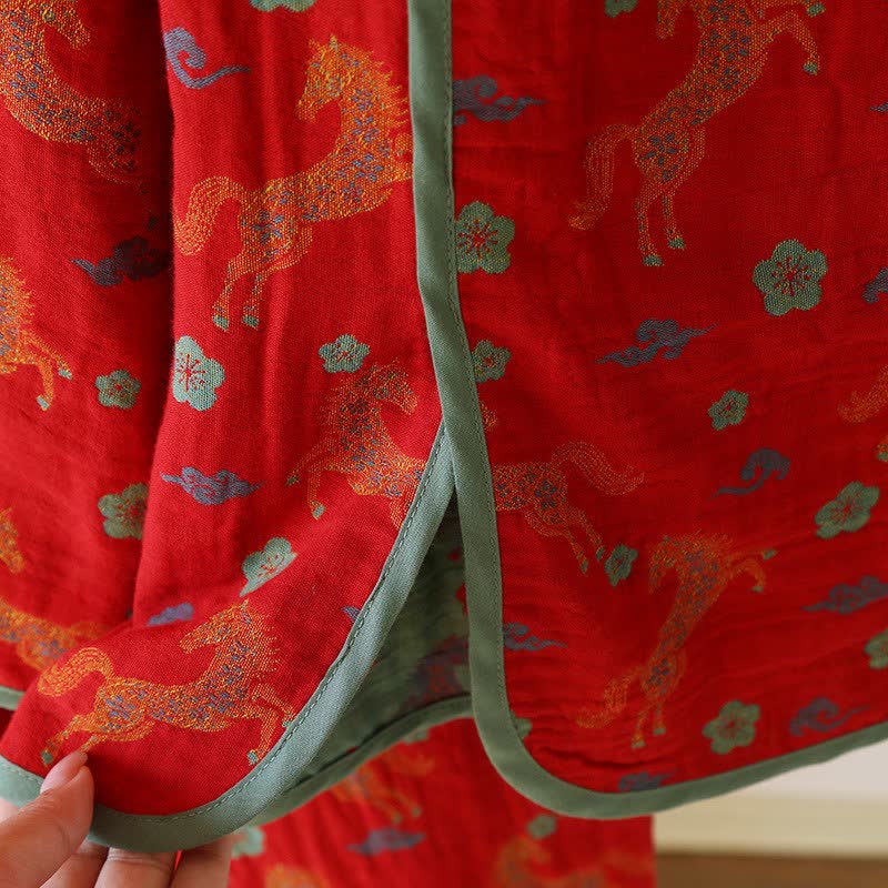 Ownkoti Horse Floral Cotton Gauze Loungewear Set - image 6