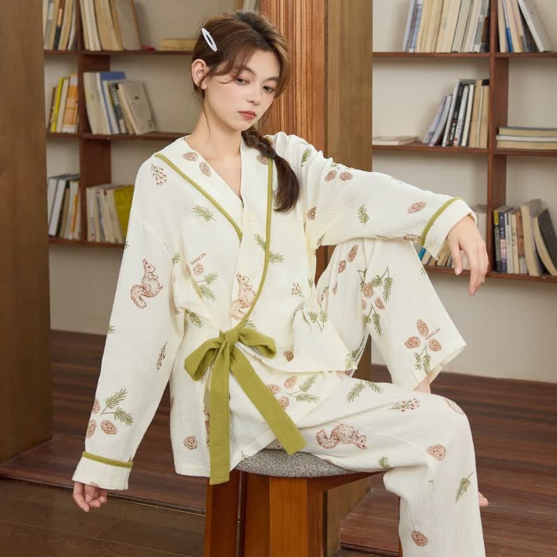 Ownkoti Woodland Squirrel & Acorn Loungewear Set - Beige - XXL - image 1