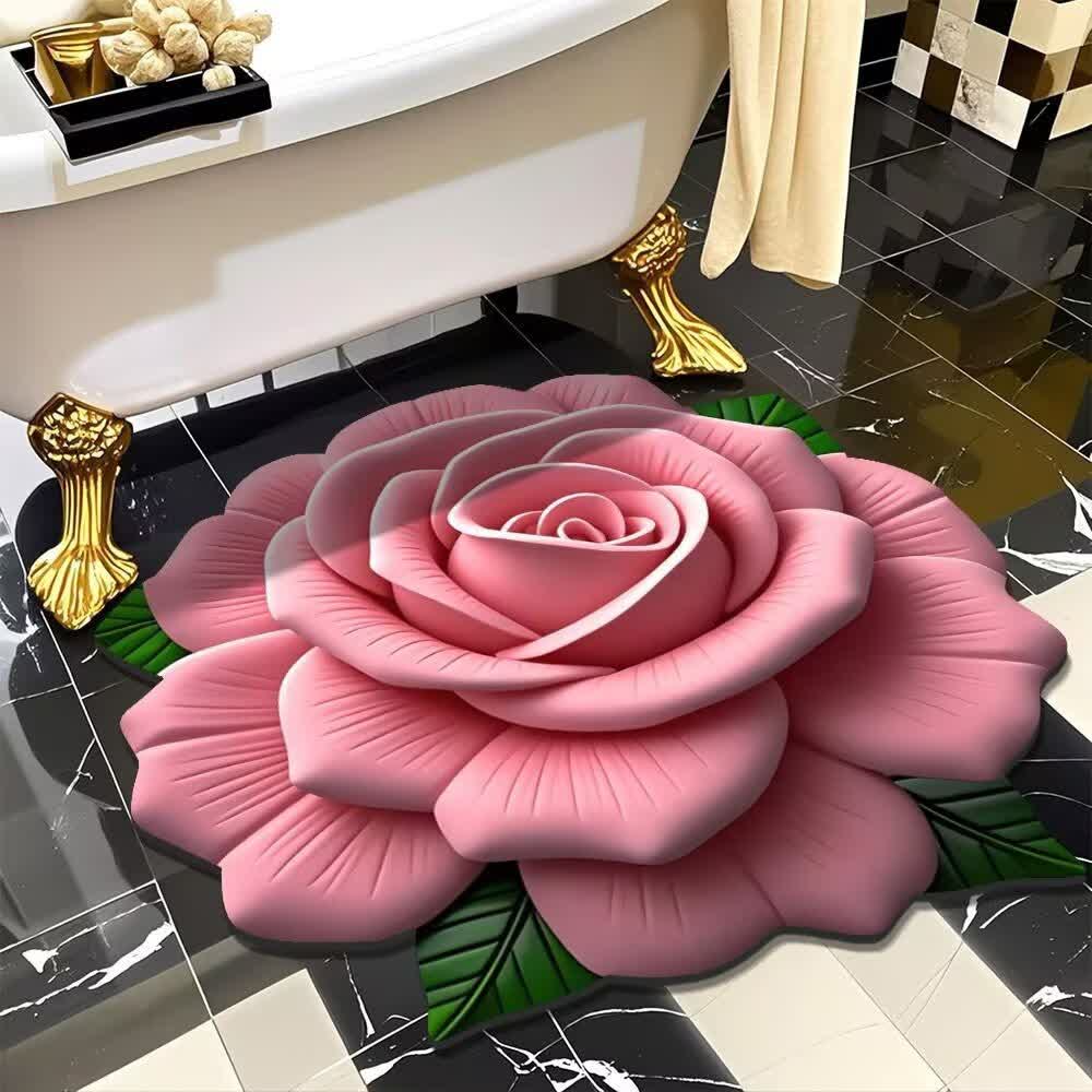 Ownkoti Romantic Rose 3D Effect Rug - Pink - 47" x 47" - image 3