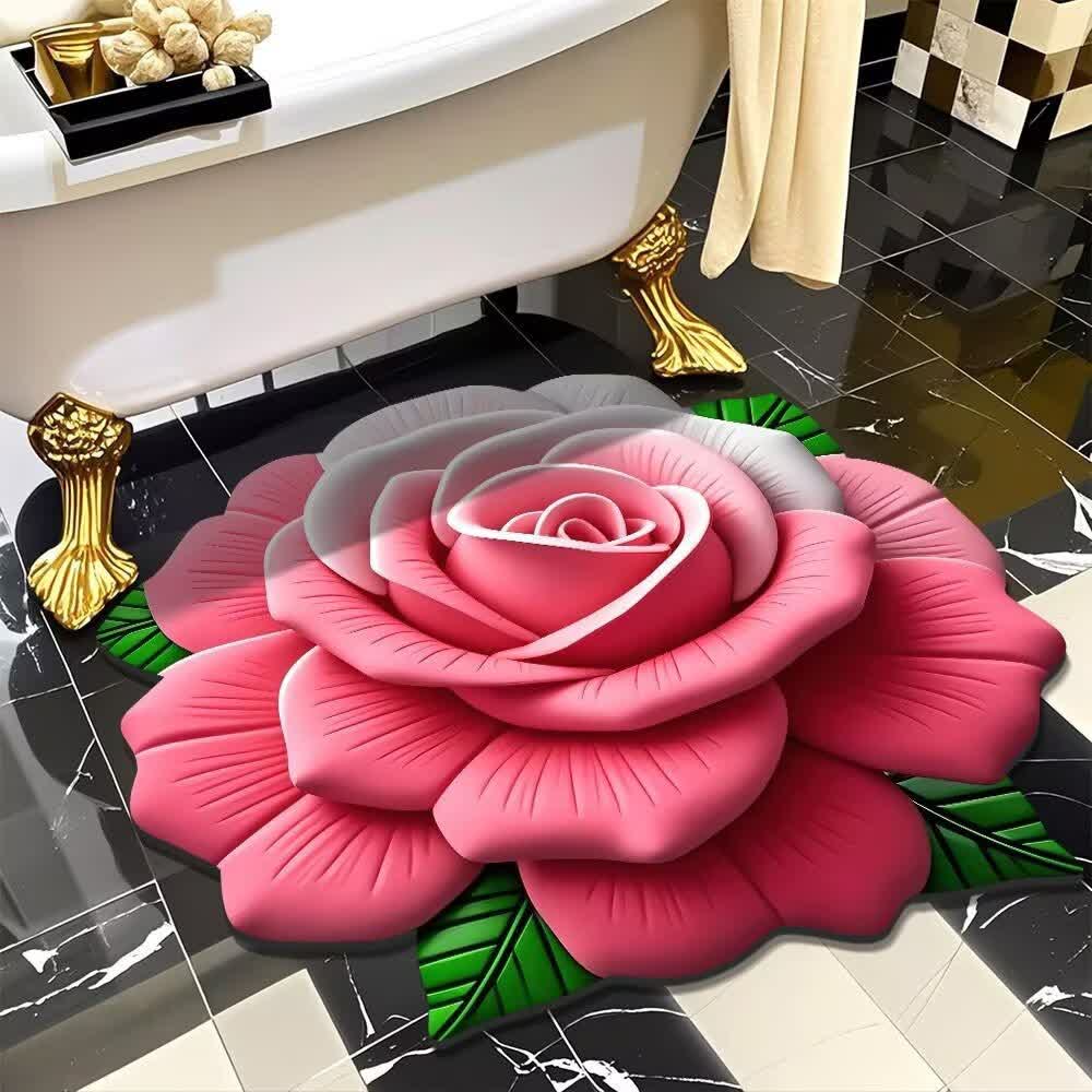 Ownkoti Romantic Rose 3D Effect Rug - Gradient Pink - 47" x 47" - image 5