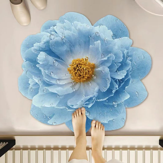 Ownkoti Creative Blue Floral 3D Effect Rug - Blue - 39" x 39" - image 0