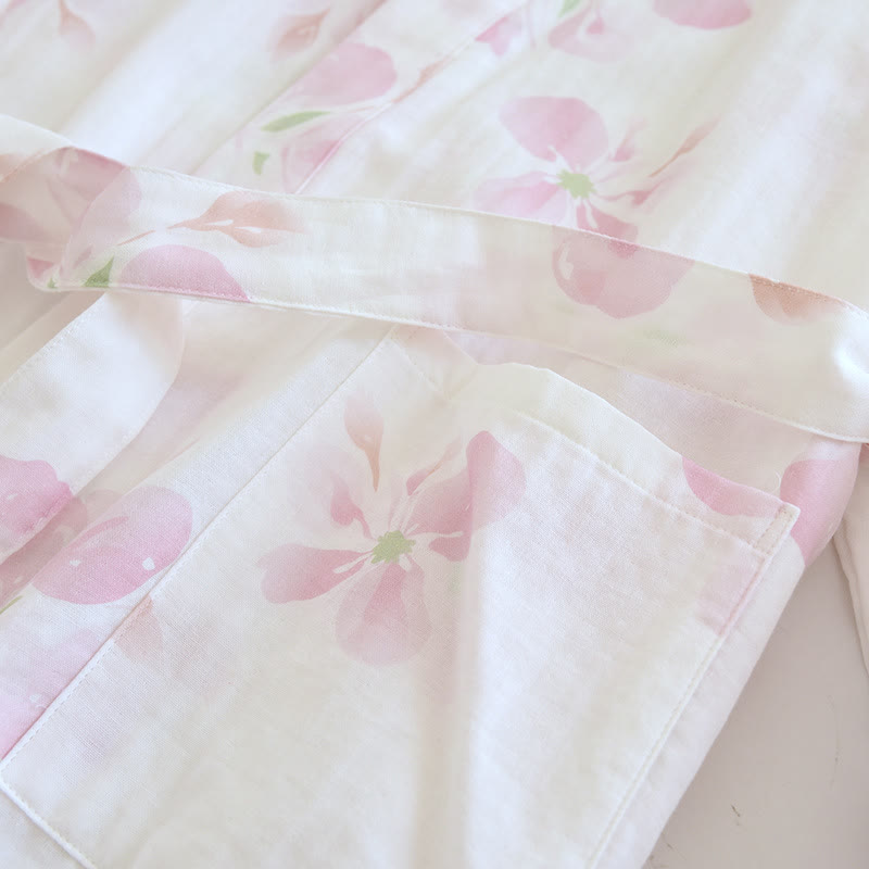 Ownkoti Cherry Blossom Cotton Gauze Kimono Bathrobe - image 7
