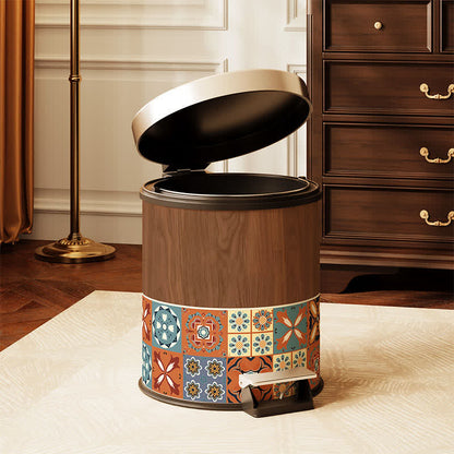 Ownkoti Vintage Mediterranean Double-Layer Trash Can - Warm Terracott - Foot Pedal - 10"W x 10"L x 12"H - image 4