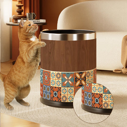 Ownkoti Vintage Mediterranean Double-Layer Trash Can - image 2