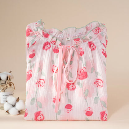 Ownkoti Romantic Pink  Rose Cotton Gauze Nightgown - image 3