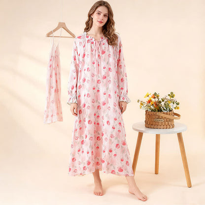Ownkoti Romantic Pink  Rose Cotton Gauze Nightgown - image 1