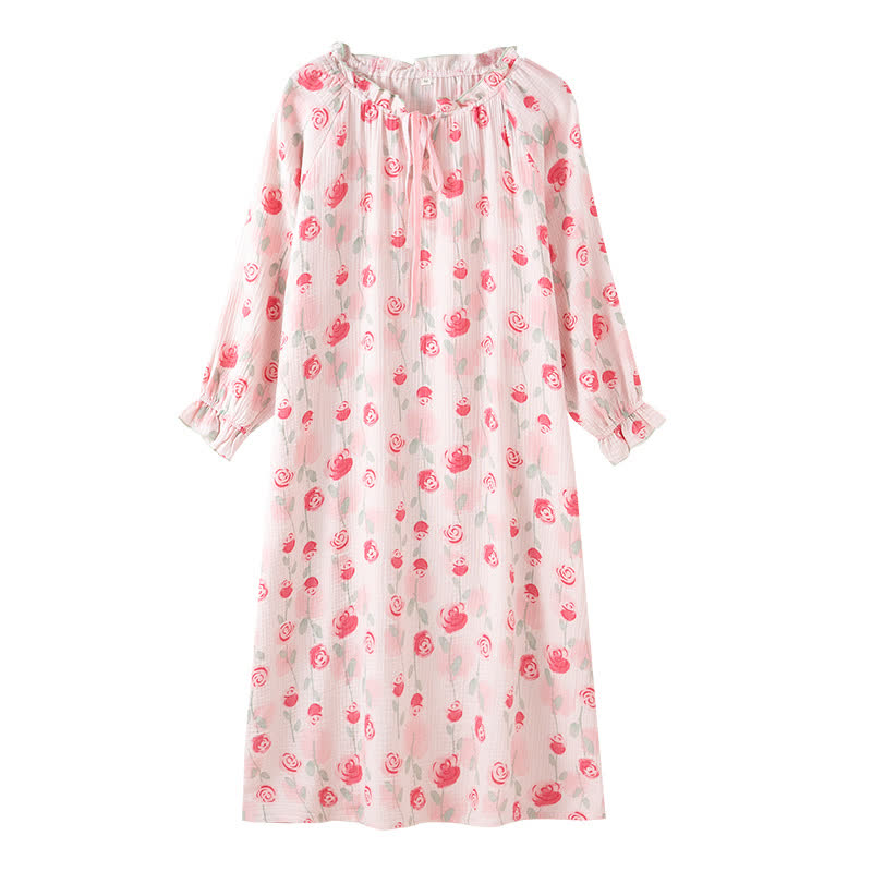 Ownkoti Romantic Pink  Rose Cotton Gauze Nightgown - image 9