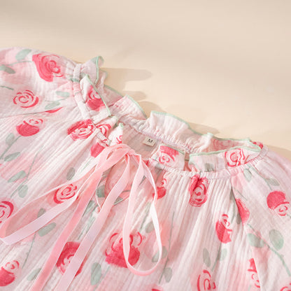 Ownkoti Romantic Pink  Rose Cotton Gauze Nightgown - image 4