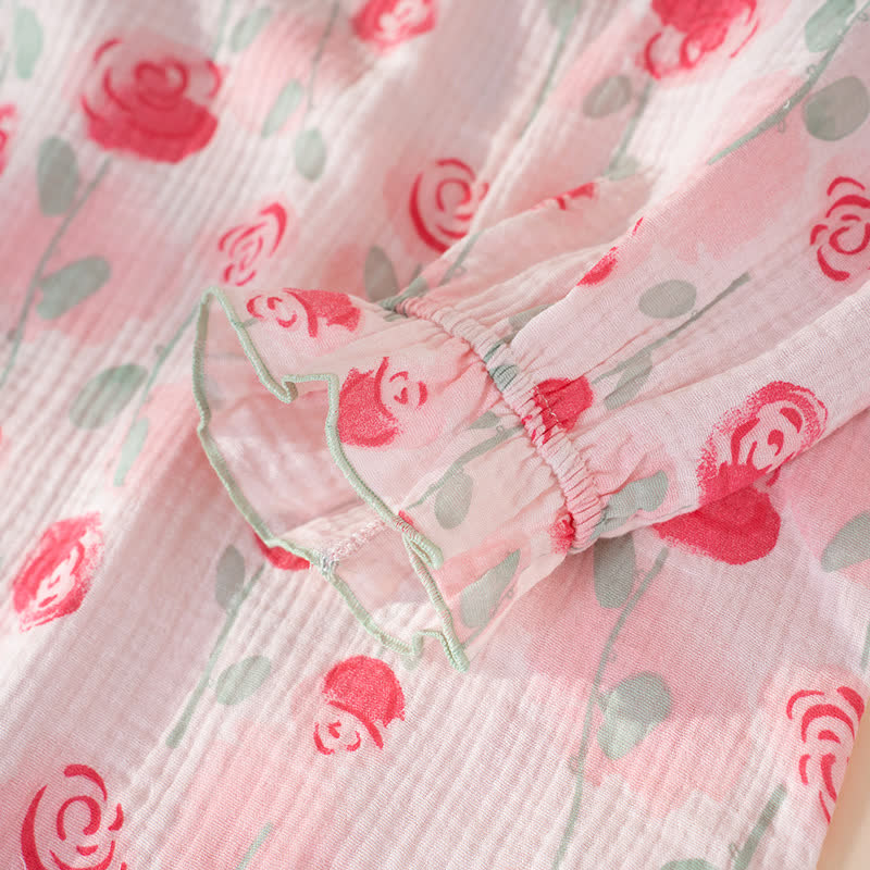 Ownkoti Romantic Pink  Rose Cotton Gauze Nightgown - image 6