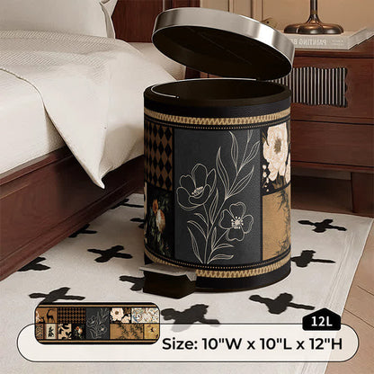 Ownkoti Artistic Leather Double-Layer Trash Can - A - Foot Pedal - 10"W x 10"L x 12"H - image 3