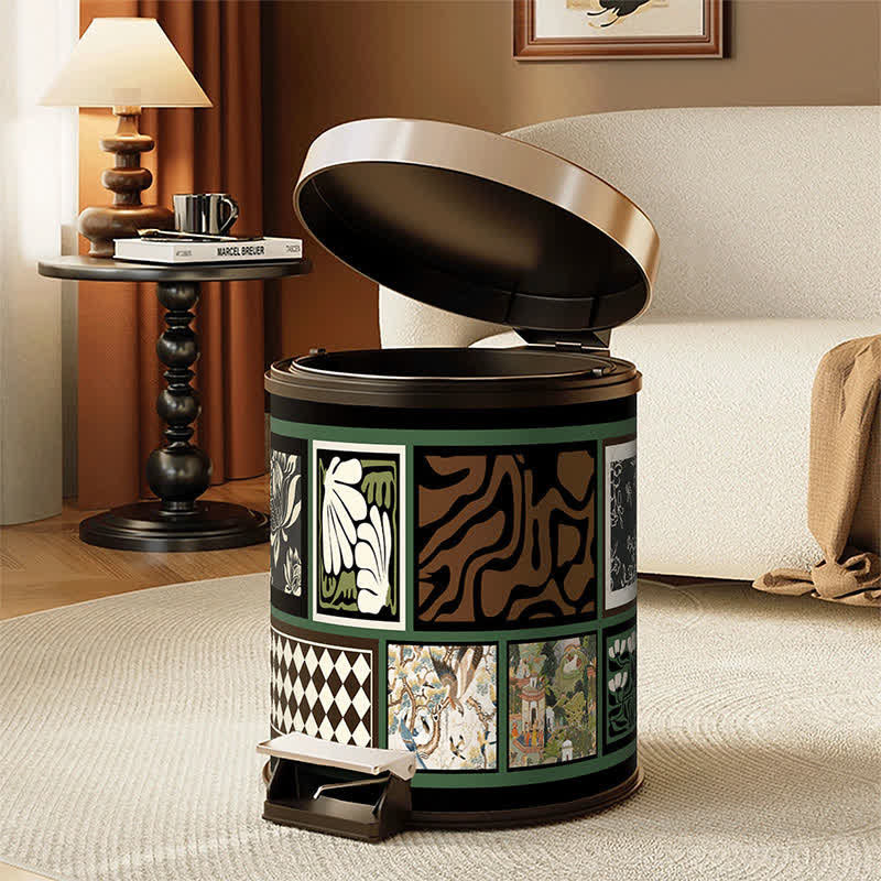 Ownkoti Vintage Oriental Leather Double-layer Trash Bin - image 5