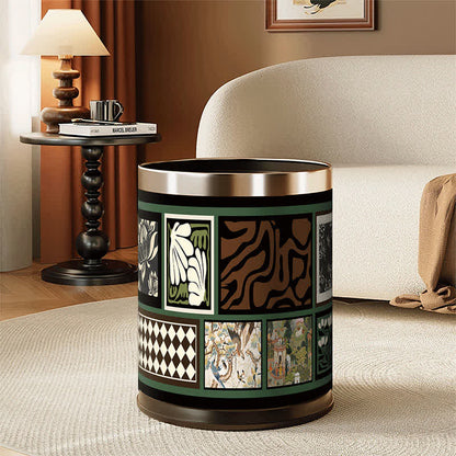 Ownkoti Vintage Oriental Leather Double-layer Trash Bin - image 4