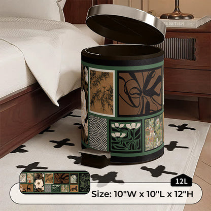 Ownkoti Vintage Oriental Leather Double-layer Trash Bin - C - Foot Pedal - 10"W x 10"L x 12"H - image 11