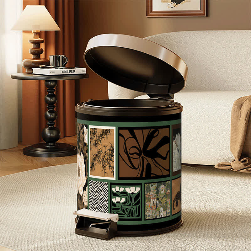 Ownkoti Vintage Oriental Leather Double-layer Trash Bin - image 9