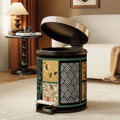 Ownkoti Vintage Oriental Leather Double-layer Trash Bin - image 1