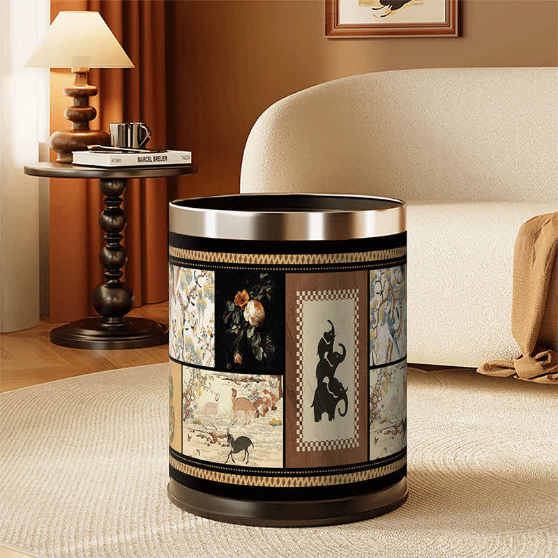 Ownkoti Vintage Collage & Botanical Series Trash Can - image 0