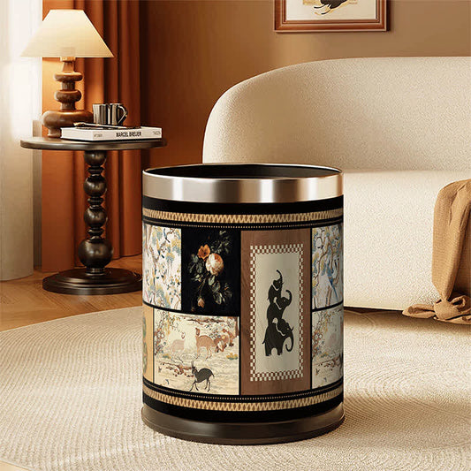 Ownkoti Vintage Collage & Botanical Series Trash Can - image 0