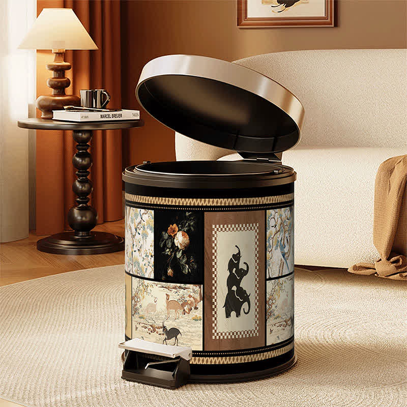 Ownkoti Vintage Collage & Botanical Series Trash Can - image 1