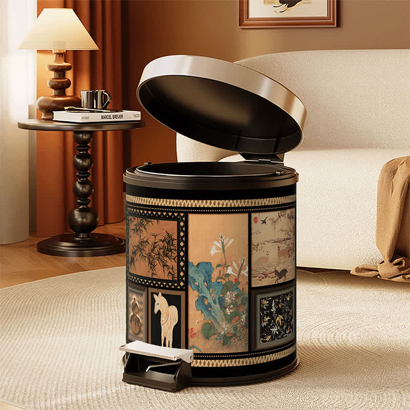 Ownkoti Vintage Double-layer Artistic Leather Trash Can - image 1