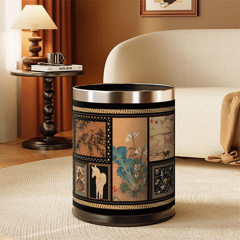 Ownkoti Vintage Double-layer Artistic Leather Trash Can - image 0