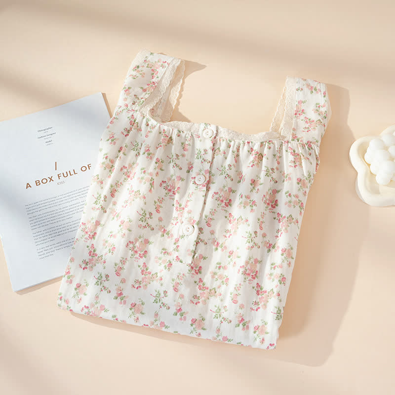 Ownkoti Pink Floral Pure Cotton Sleeveless Nightdress - image 1