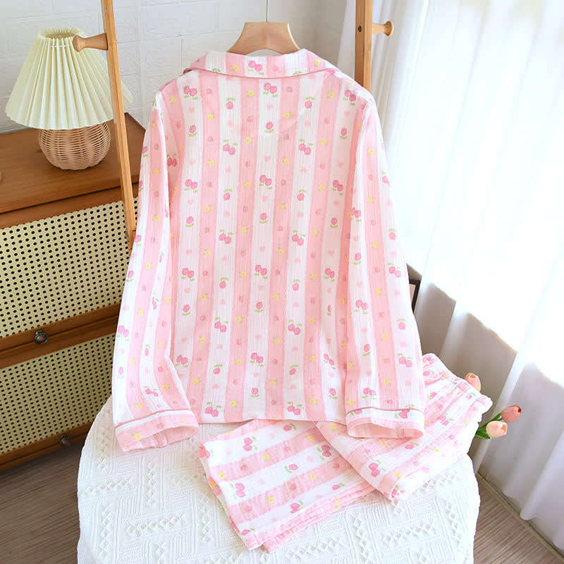 Ownkoti Striped Rose Cotton Loungewear Set - image 3