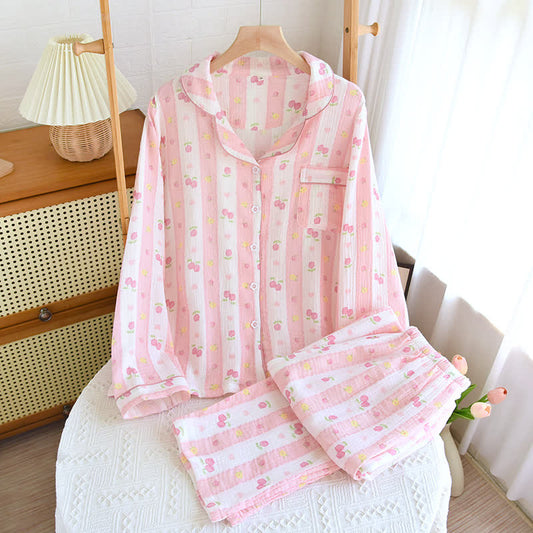 Ownkoti Striped Rose Cotton Loungewear Set - Pink - XXXL - image 0