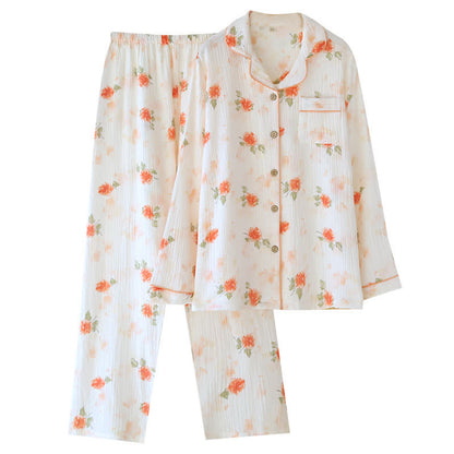 Ownkoti Orange Rose Cotton Gauze Loungewear Set - image 1