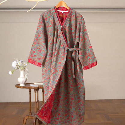 Ownkoti Romantic Rose Ruffled Cotton Nightdress - Green - XL - image 8