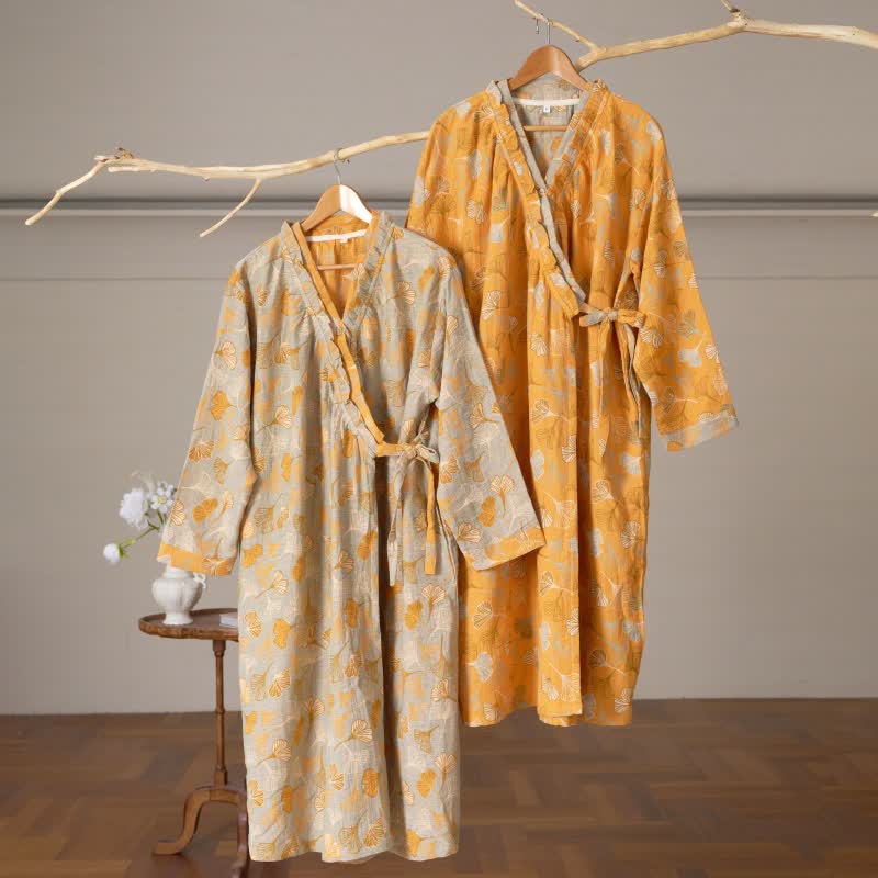 Ownkoti Ginkgo Leaf Ruffled Cotton Nightdress - image 1