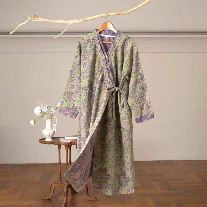 Ownkoti Botanical Plant Ruffled Cotton Nightdress - Green - XL - image 0