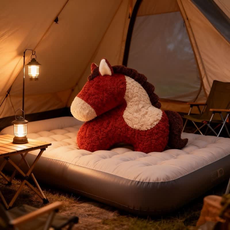 Ownkoti Festive Red Horse Mascot Sherpa Pillow - image 5