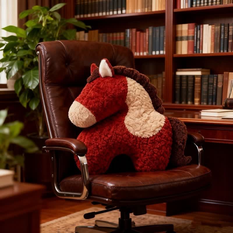 Ownkoti Festive Red Horse Mascot Sherpa Pillow - image 2