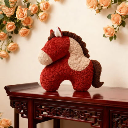 Ownkoti Festive Red Horse Mascot Sherpa Pillow - image 6