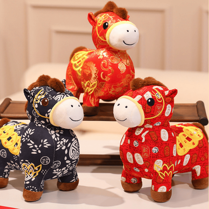 Ownkoti Chinese Zodiac Horse Plush Lucky Mascot Doll - Set (A + B + C) - 3PCS - 11"H - image 3