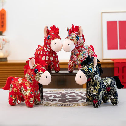 Ownkoti Traditional Chinese Zodiac Horse Plush Toy  - Set (4 Patterns) - 4PCS - 12"H - image 0