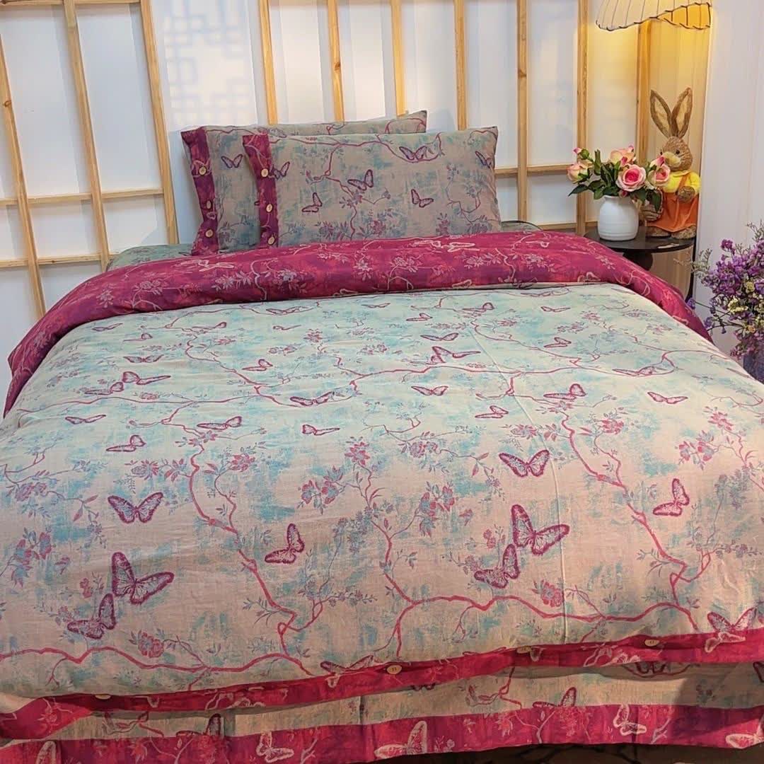 Ownkoti Heritage Butterfly Cotton Gauze Bedding Set(4PCS) - image 1