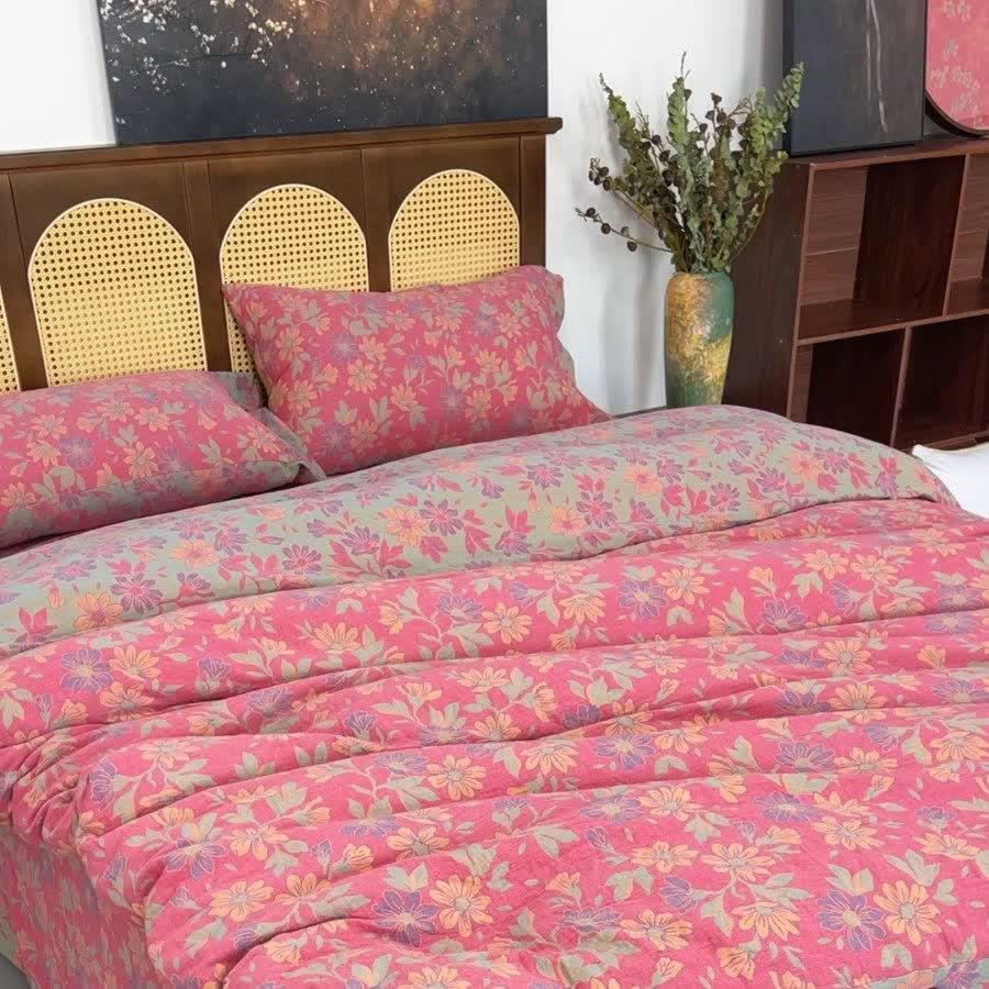 Ownkoti Country Gardenia Floral Cotton Gauze Bedding Set(4PCS) - image 2
