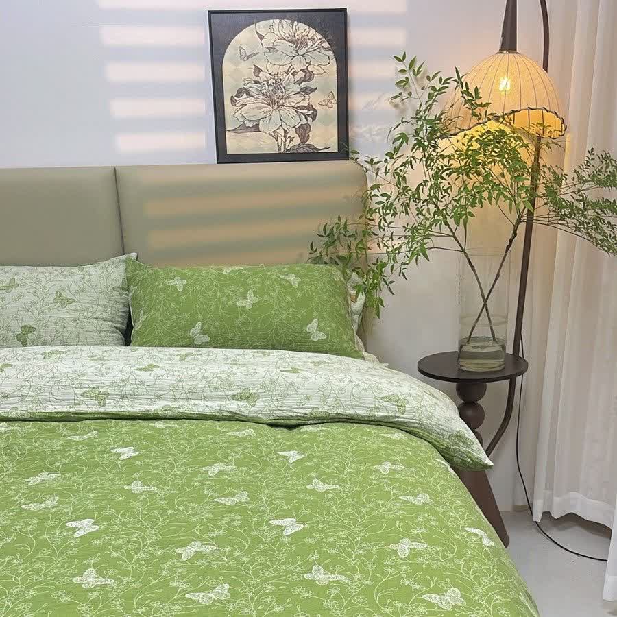 Ownkoti Line Art Butterfly Botanical Cotton Gauze Bedding(4PCS) - King - image 0